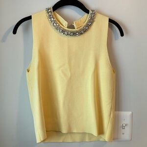 Embellished Yellow Sleeveless Knit Top